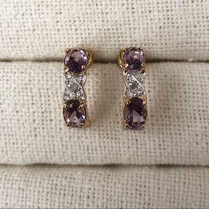 Gold and Amethyst Half Hoop Earrings